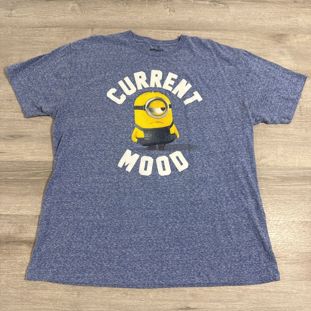 Despicable Me Shirt Men’s 2XL Blue Minion Current Mood Short Sleeve Crew Neck